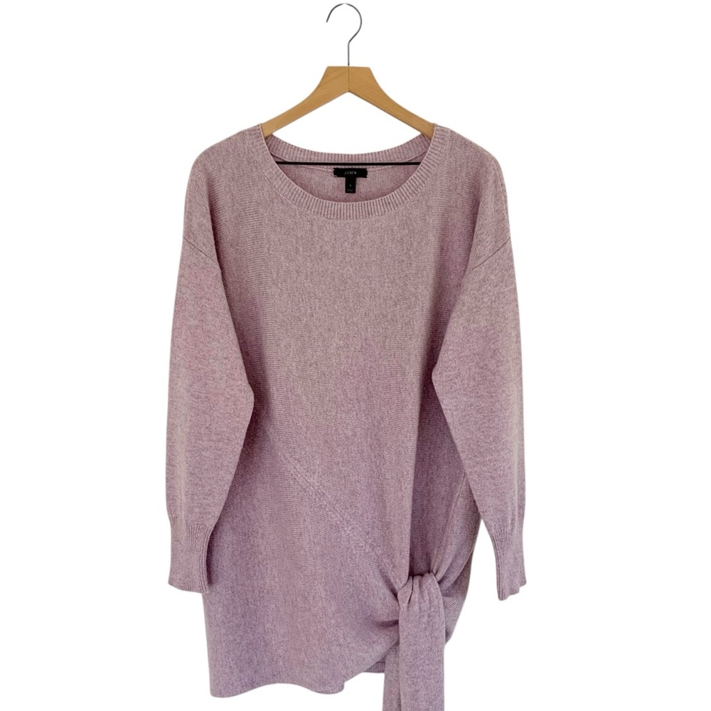 J Crew Lilac Heather Wool Blend Tie Waist Oversized Sweater (Boho Feminine Soft)